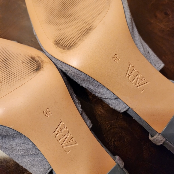 ZARA Blue Suede Slingback Heels 7.5 - Picture 8 of 10